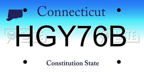 HGY76B Connecticut License Plate
