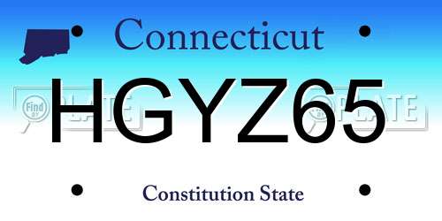 HGYZ65 Connecticut License Plate