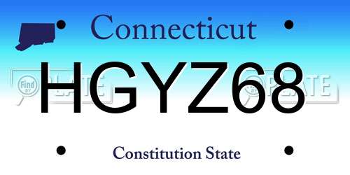 HGYZ68 Connecticut License Plate