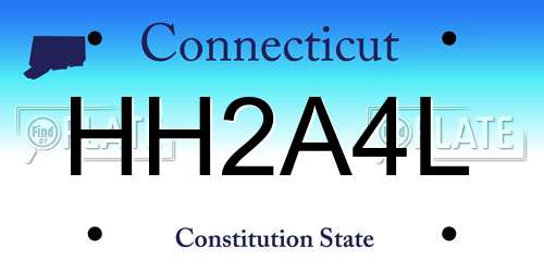 HH2A4L Connecticut License Plate
