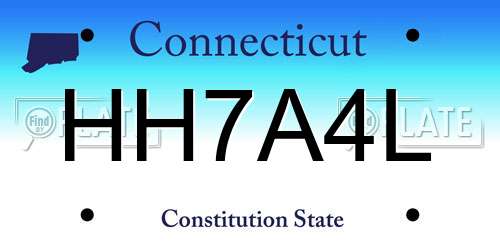 HH7A4L Connecticut License Plate
