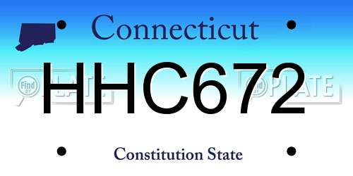 HHC672 Connecticut License Plate