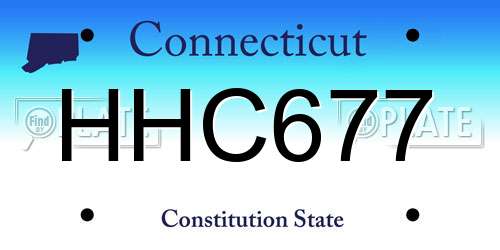 HHC677 Connecticut License Plate