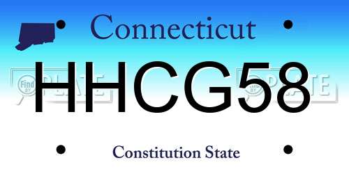HHCG58 Connecticut License Plate