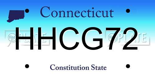 HHCG72 Connecticut License Plate