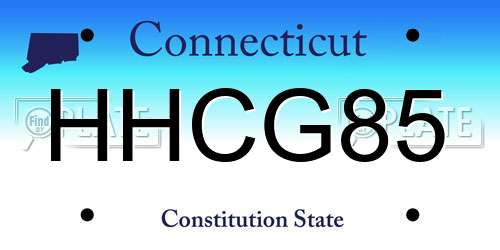 HHCG85 Connecticut License Plate