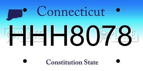 HHH8078 Connecticut License Plate