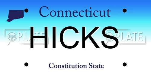 HICKS Connecticut License Plate