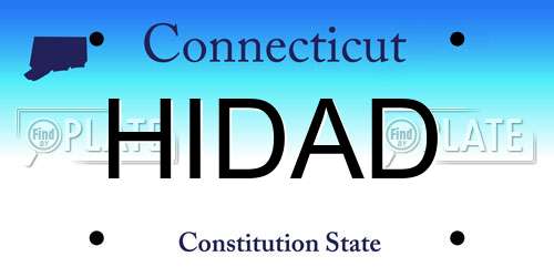 HIDAD Connecticut License Plate