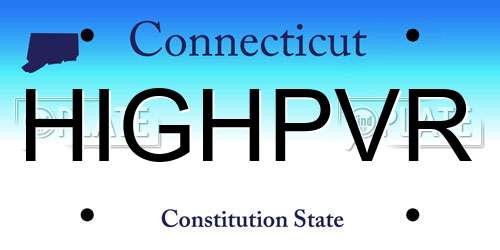 HIGHPVR Connecticut License Plate