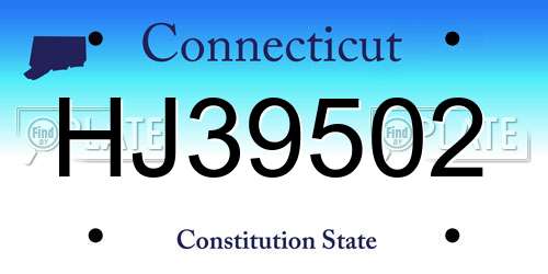 HJ39502 Connecticut License Plate