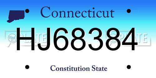 HJ68384 Connecticut License Plate