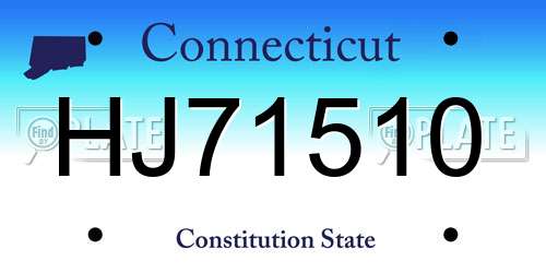 HJ71510 Connecticut License Plate