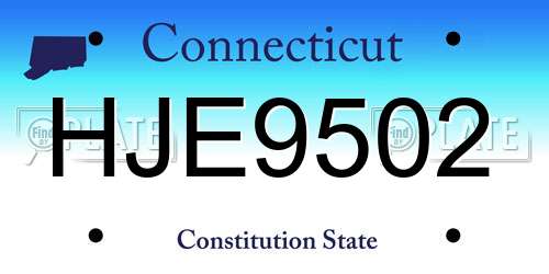 HJE9502 Connecticut License Plate