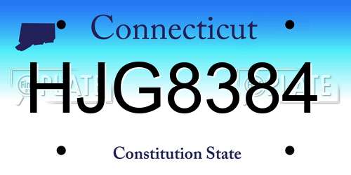 HJG8384 Connecticut License Plate