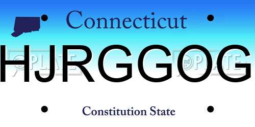 HJRGGOG Connecticut License Plate