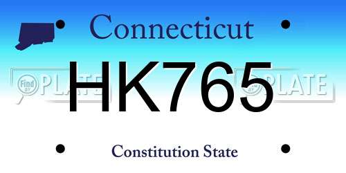 HK765 Connecticut License Plate