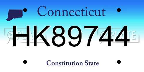 HK89744 Connecticut License Plate