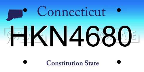 HKN4680 Connecticut License Plate