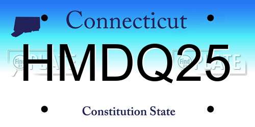 HMDQ25 Connecticut License Plate