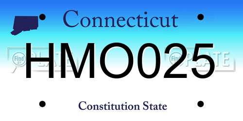 HMO025 Connecticut License Plate