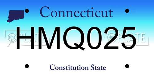 HMQ025 Connecticut License Plate