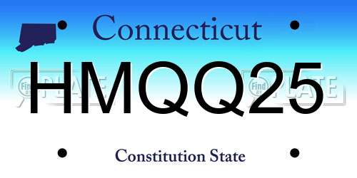 HMQQ25 Connecticut License Plate