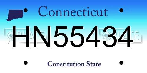 HN55434 Connecticut License Plate