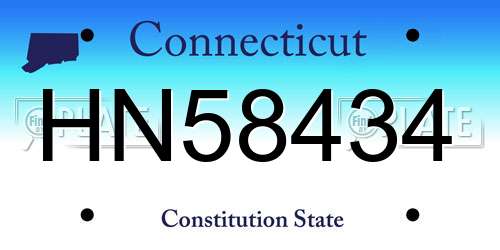 HN58434 Connecticut License Plate