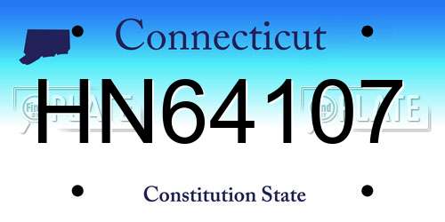 HN64107 Connecticut License Plate