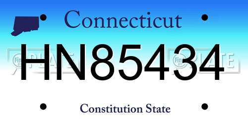 HN85434 Connecticut License Plate