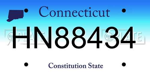 HN88434 Connecticut License Plate