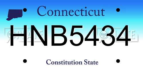 HNB5434 Connecticut License Plate