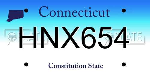 HNX654 Connecticut License Plate
