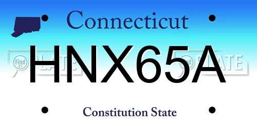 HNX65A Connecticut License Plate