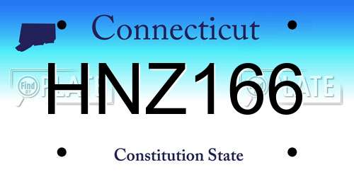 HNZ166 Connecticut License Plate