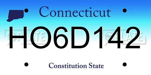 HO6D142 Connecticut License Plate