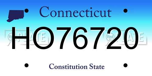 HO76720 Connecticut License Plate