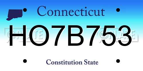 HO7B753 Connecticut License Plate