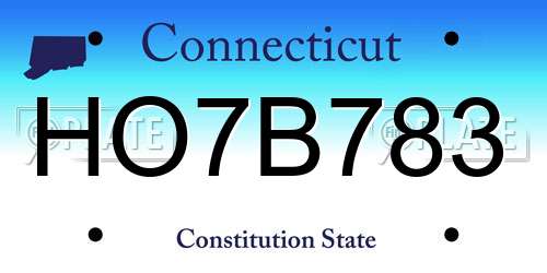 HO7B783 Connecticut License Plate