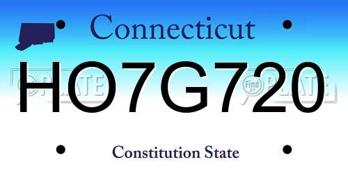 HO7G720 Connecticut License Plate