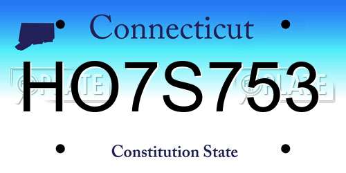 HO7S753 Connecticut License Plate