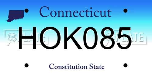 HOK085 Connecticut License Plate