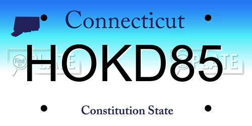 HOKD85 Connecticut License Plate