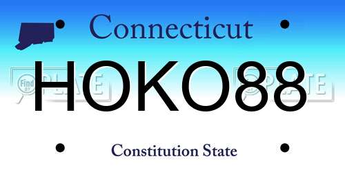 HOKO88 Connecticut License Plate
