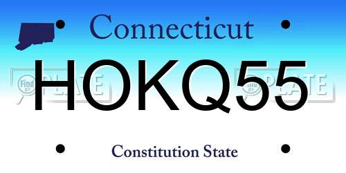 HOKQ55 Connecticut License Plate