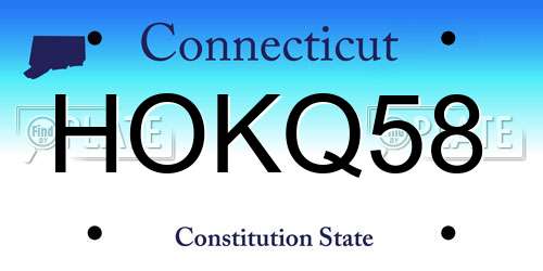 HOKQ58 Connecticut License Plate