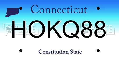 HOKQ88 Connecticut License Plate