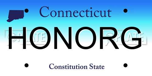 HONORG Connecticut License Plate