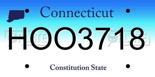 HOO3718 Connecticut License Plate